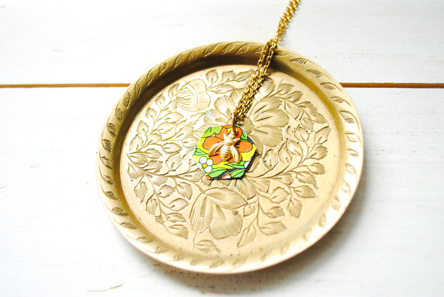 Floral Honey Bee Necklace