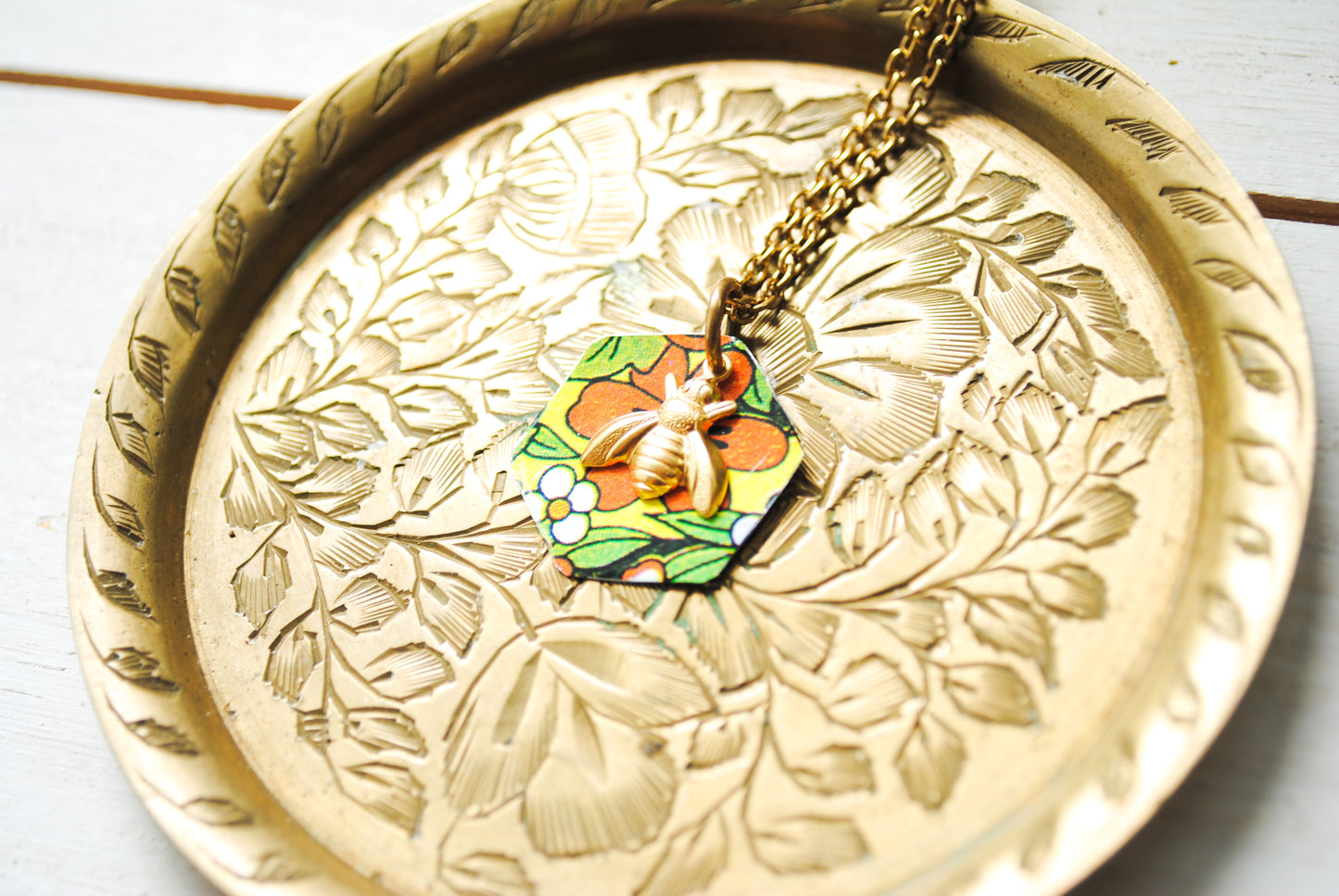 Floral Honey Bee Necklace