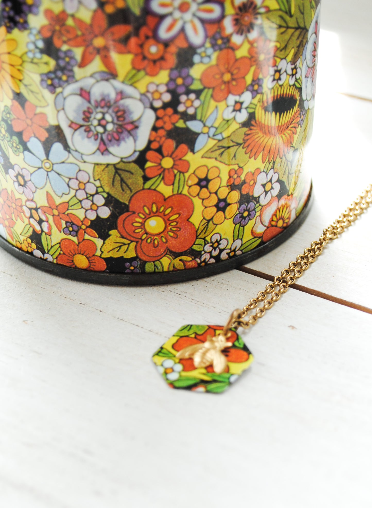 Floral Honey Bee Necklace