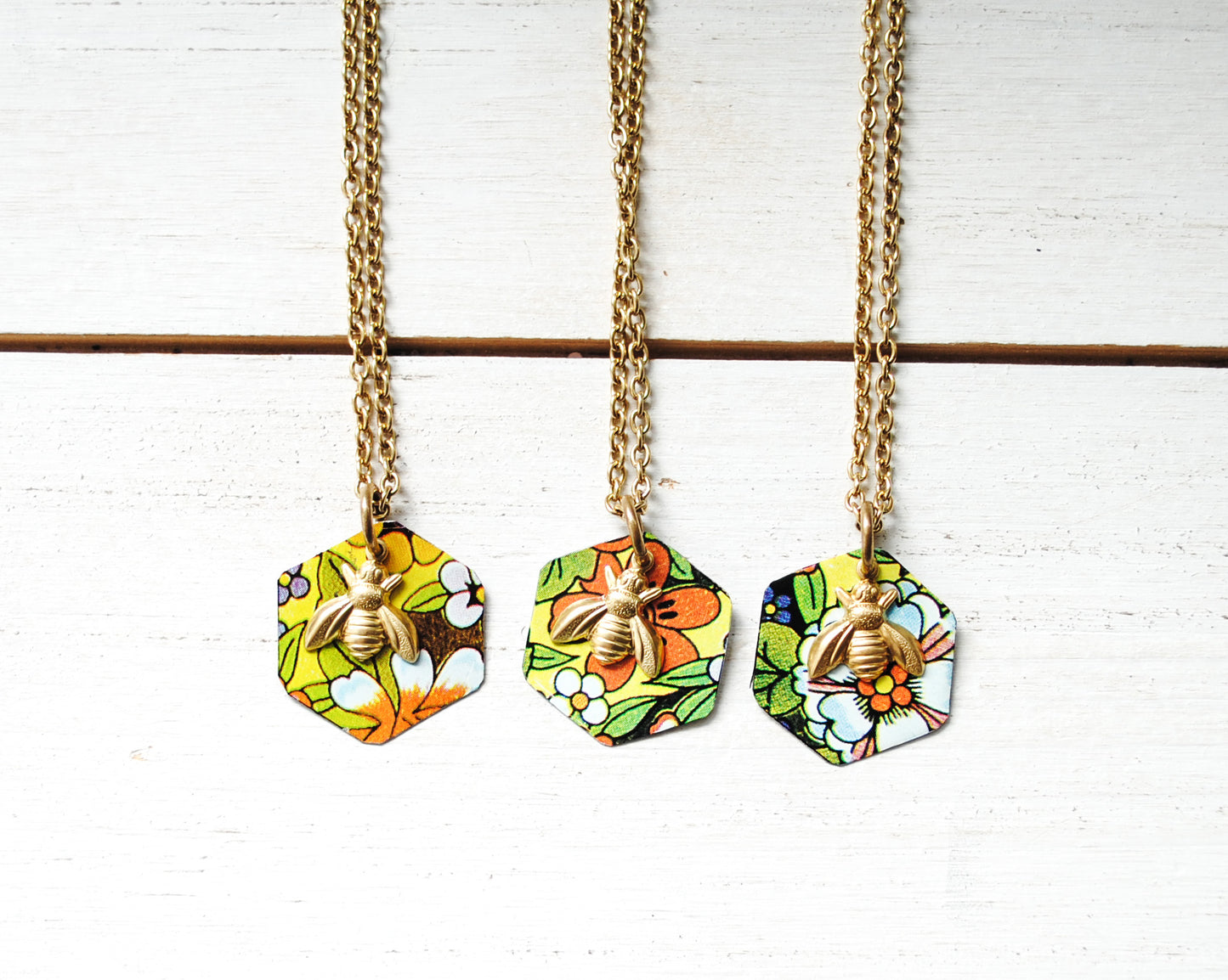 Floral Honey Bee Necklace