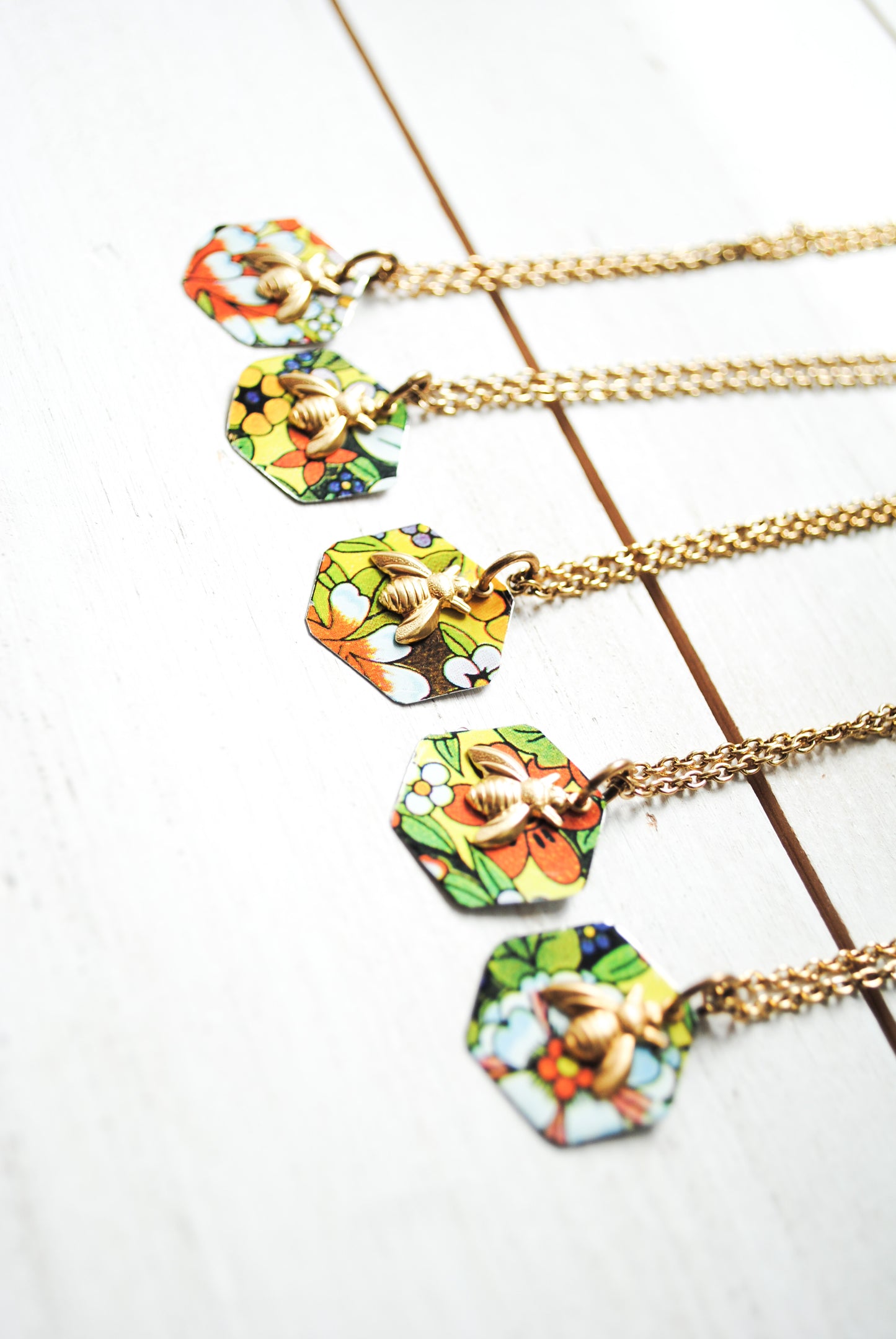 Floral Honey Bee Necklace