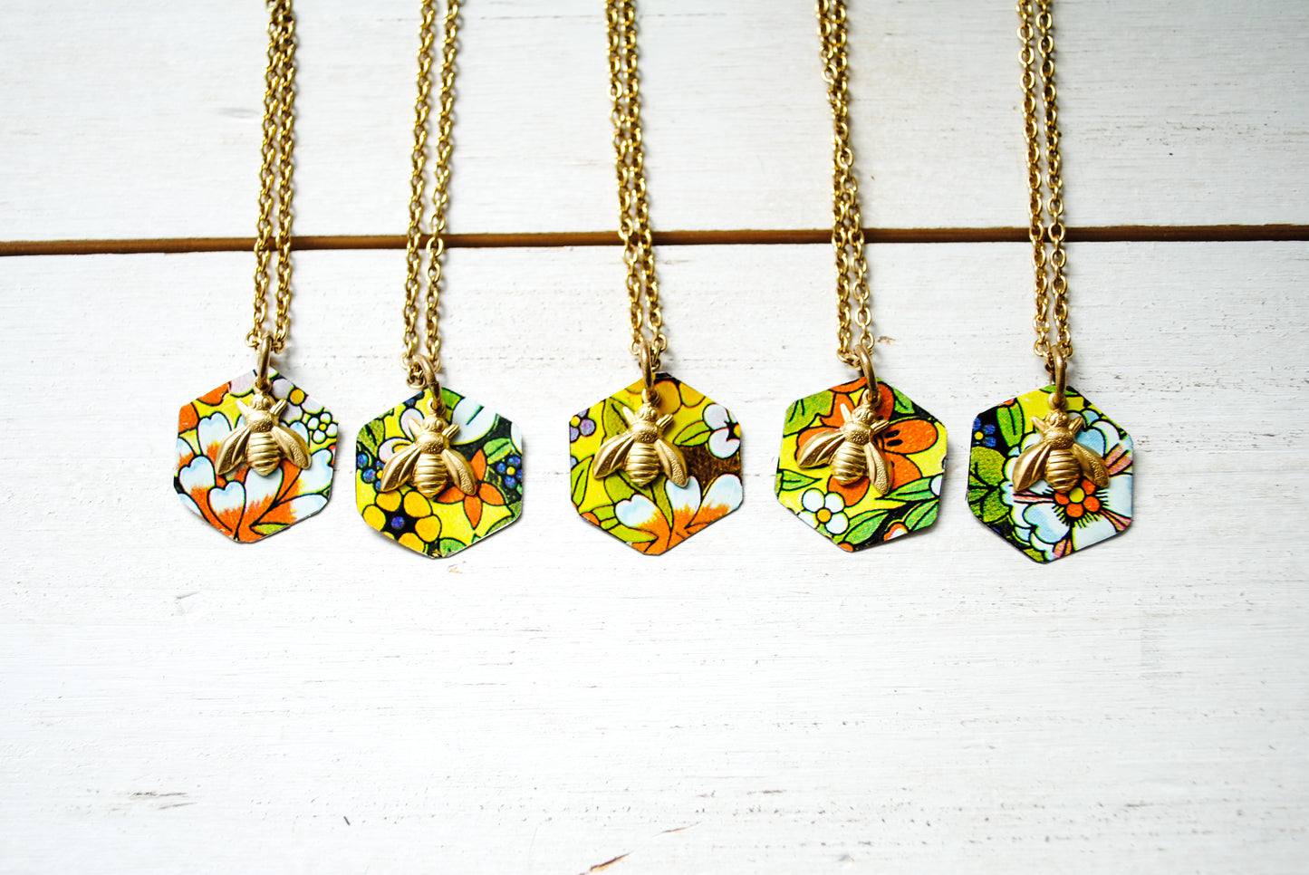 Floral Honey Bee Necklace