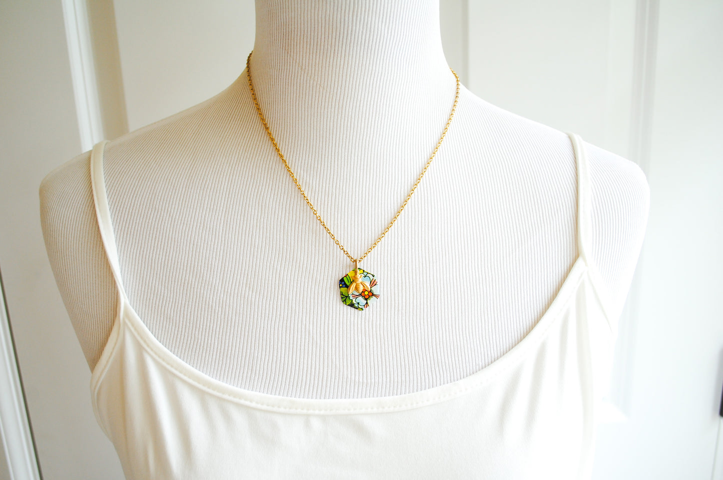 Floral Honey Bee Necklace