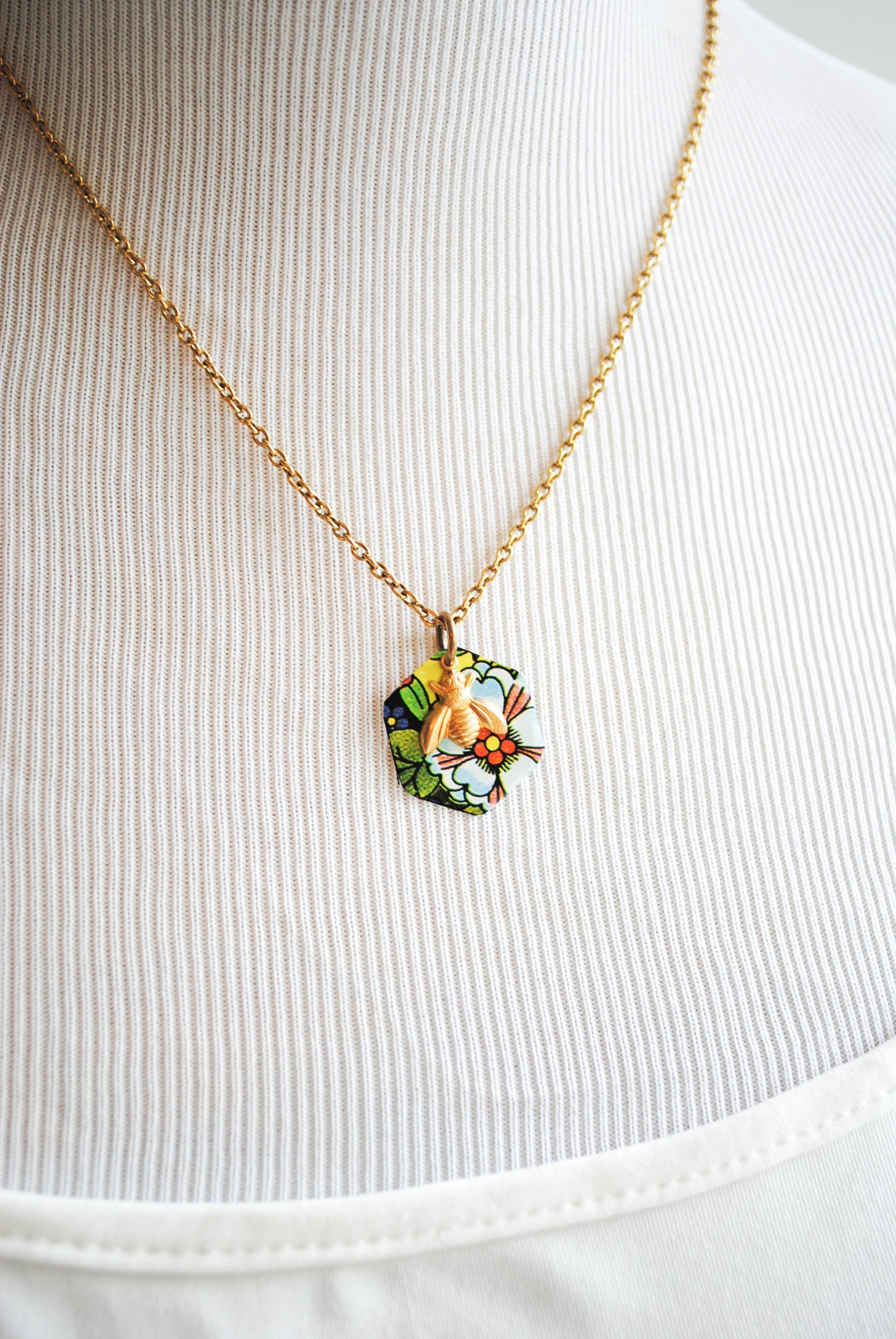 Floral Honey Bee Necklace
