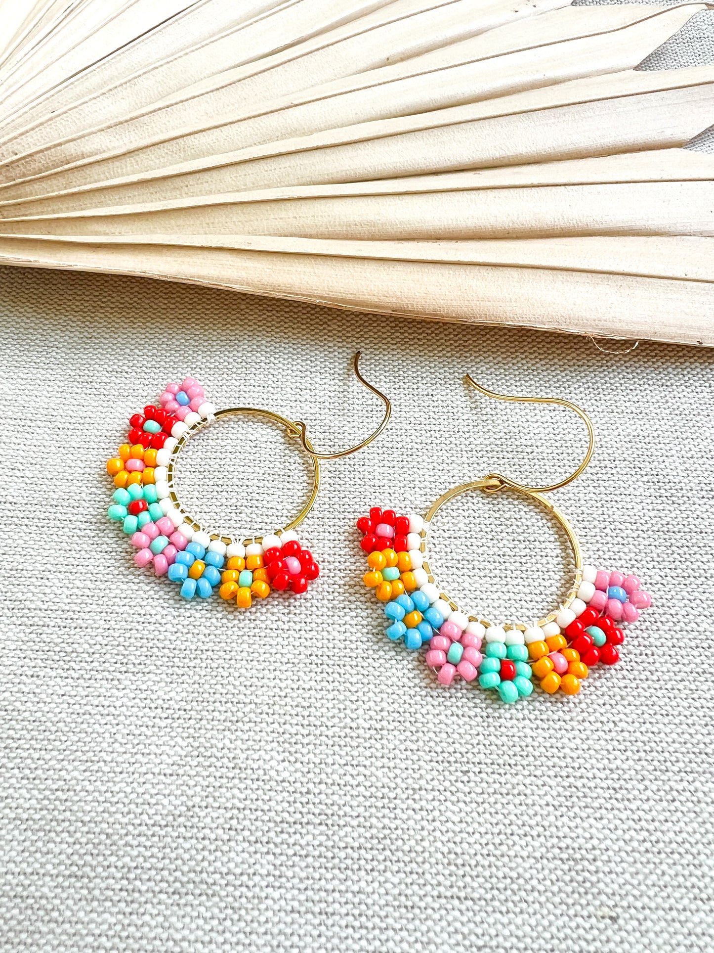 Colorful Daisy Hand Woven Earrings