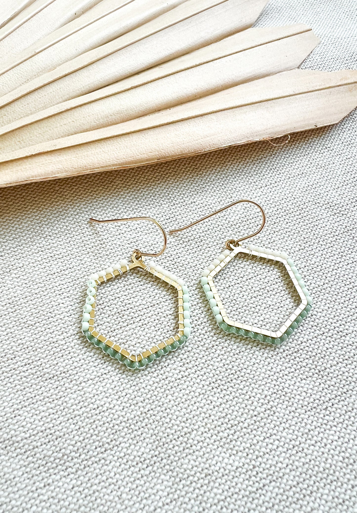 Hand Woven Hexagon Color Block Earrings