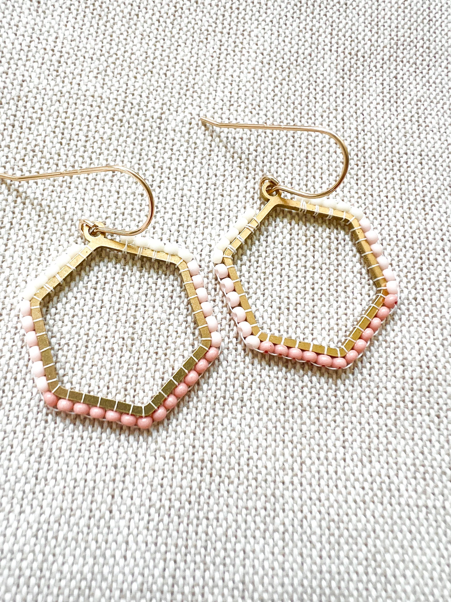Hand Woven Hexagon Color Block Earrings
