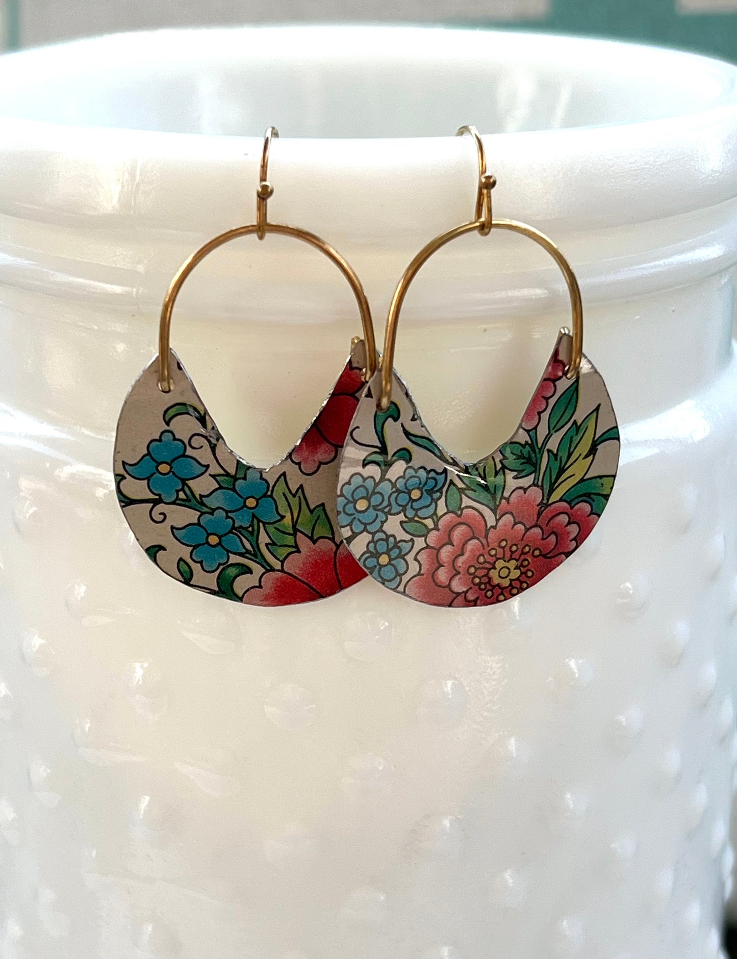 Pastel Floral Basket Earrings