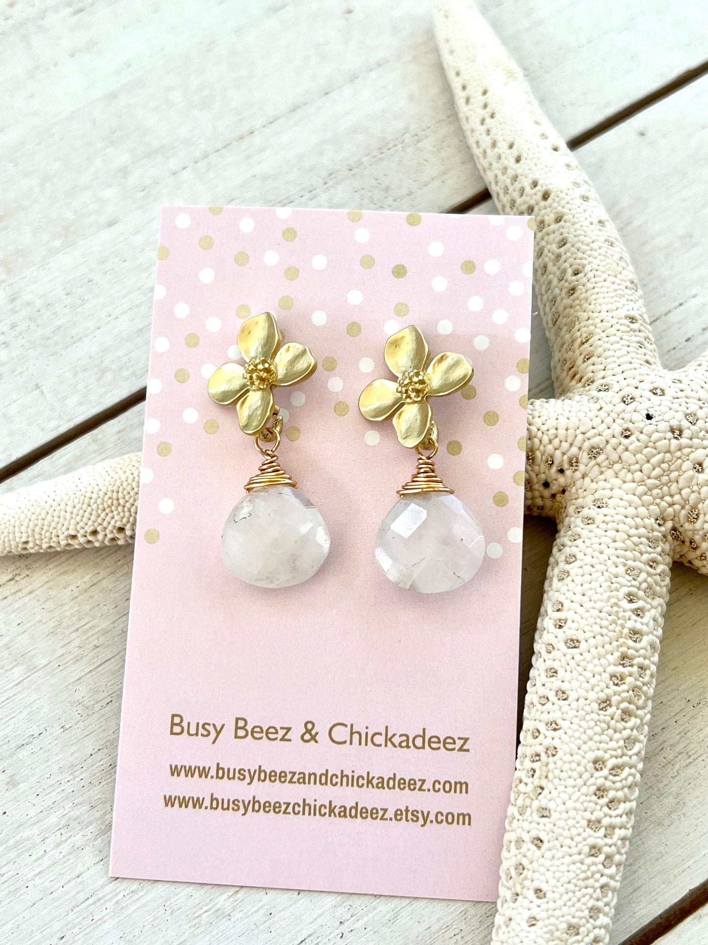 Hydrangea Blossom Moon Stone Earrings