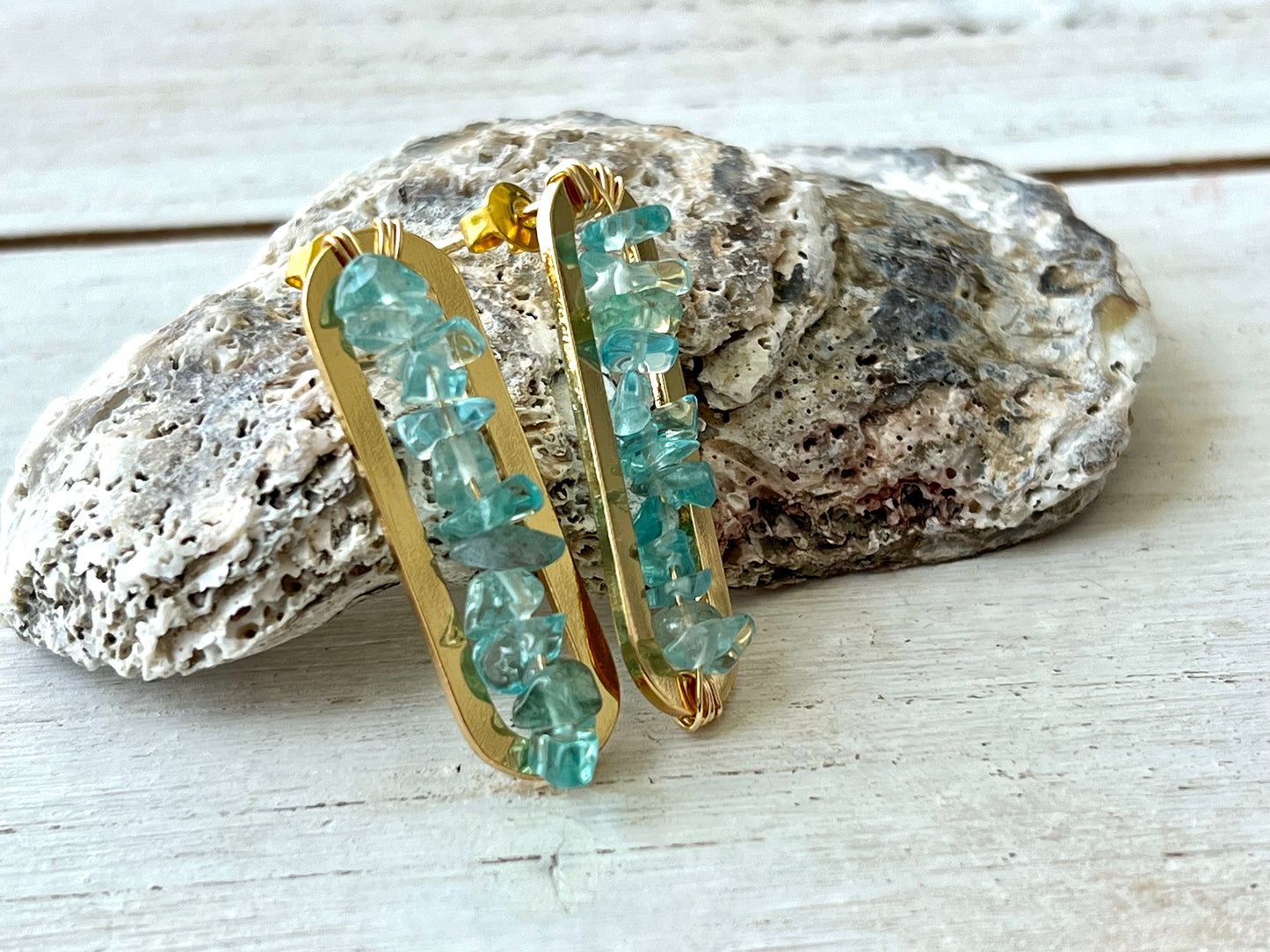 Kyanite Gemstone Bar Earrings