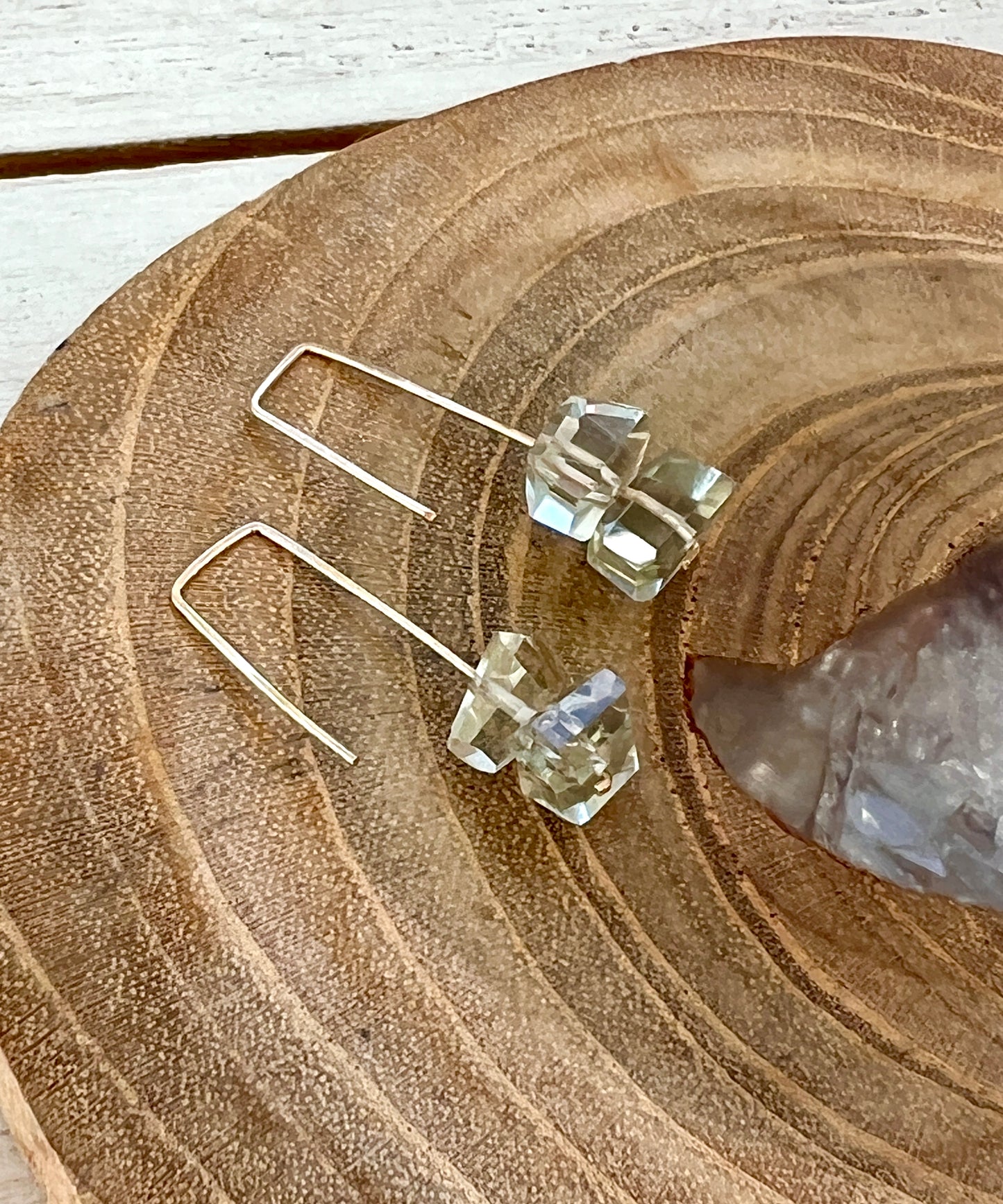 Jane Collection - Genuine Green Amethyst Threader Earrings