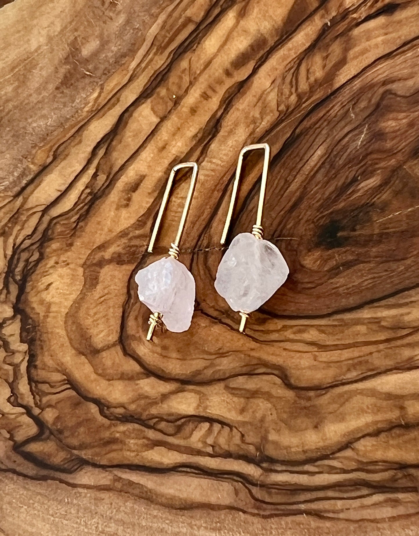 Jane Collection - Genuine Pink Quartz Threader Earrings