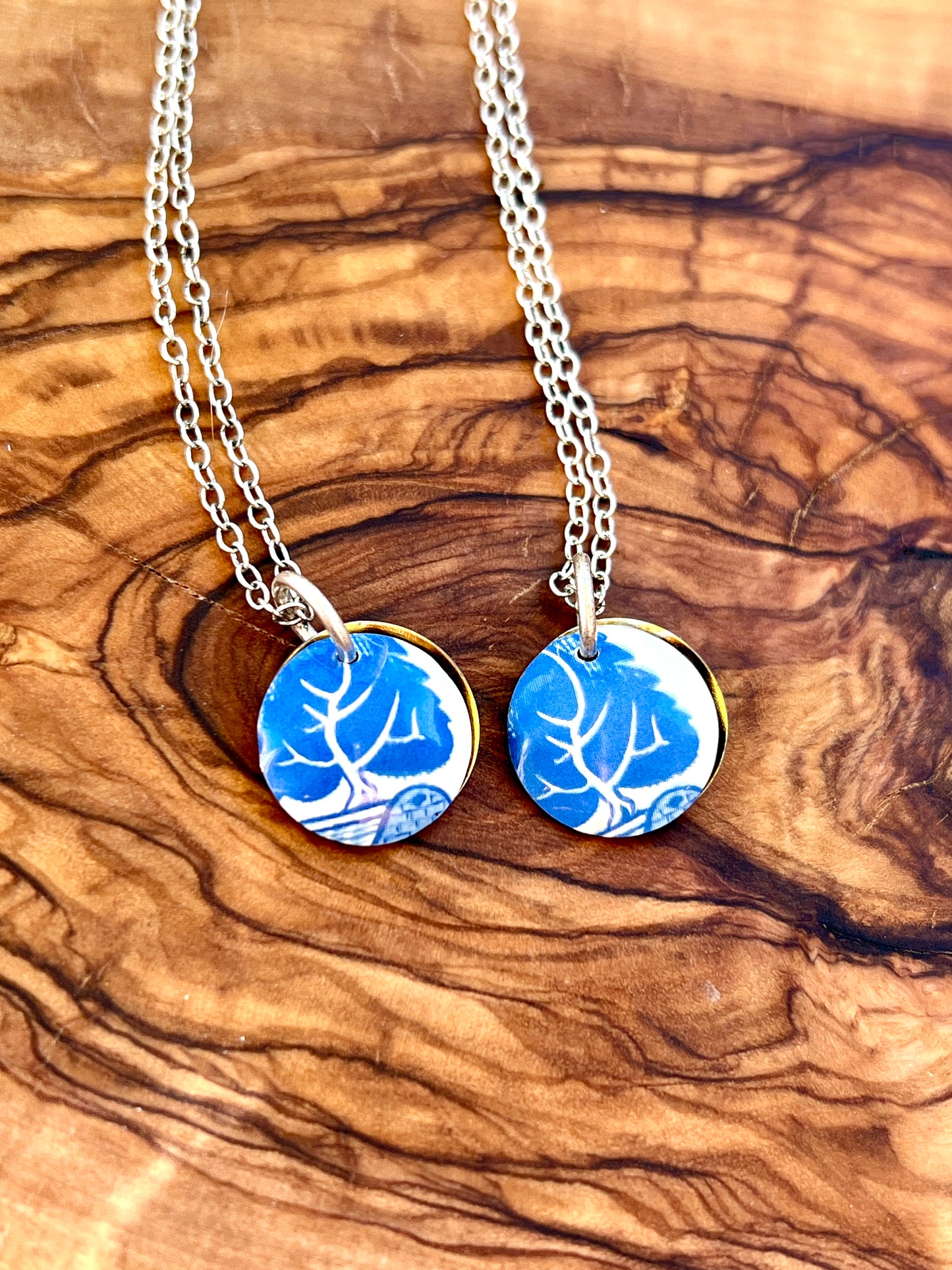 Hidden Message Necklace - Petite Blue Willow