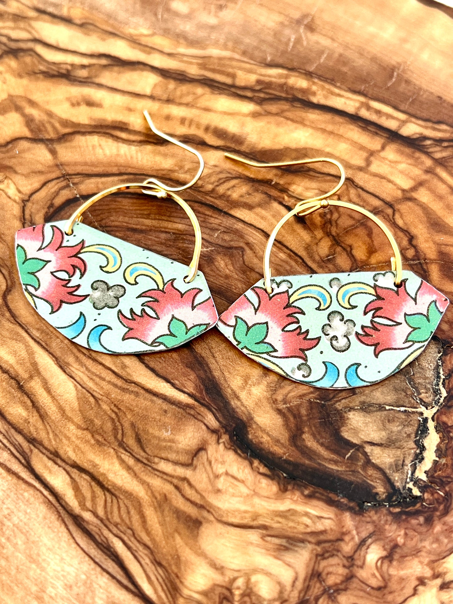 Mint Floral Fan Earrings