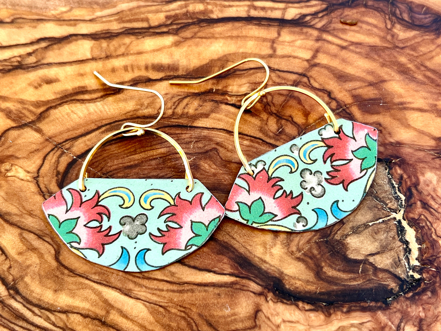 Mint Floral Fan Earrings