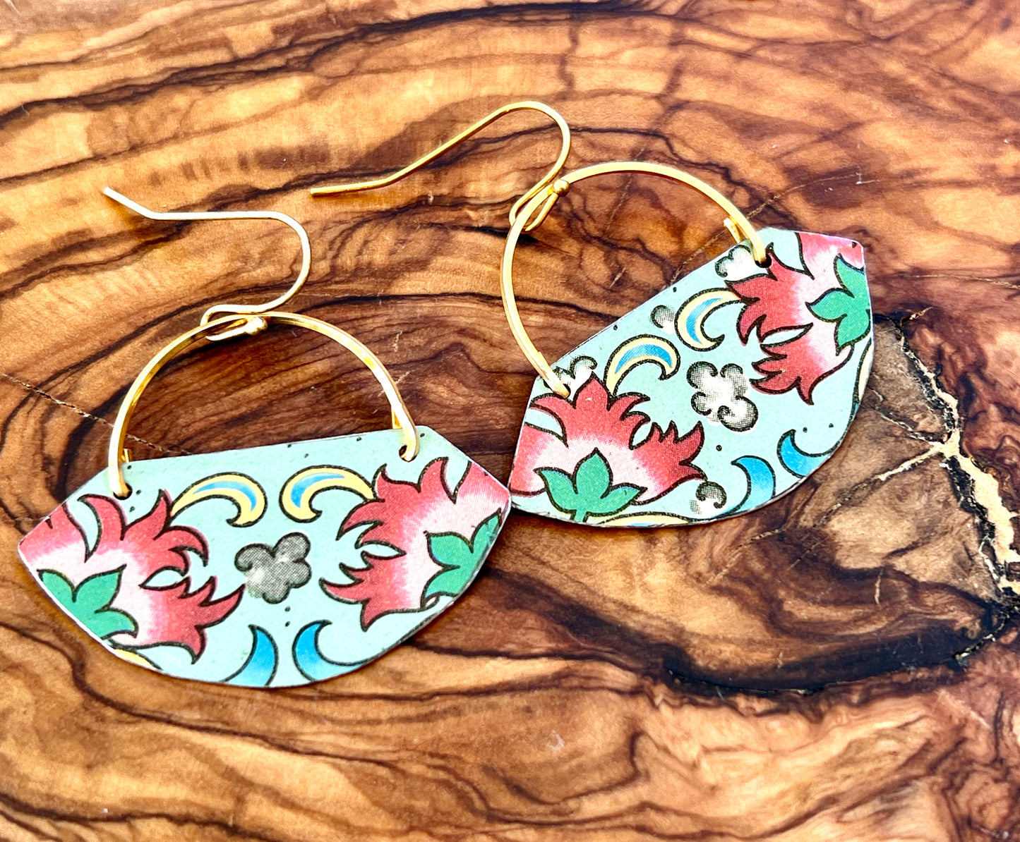 Mint Floral Fan Earrings
