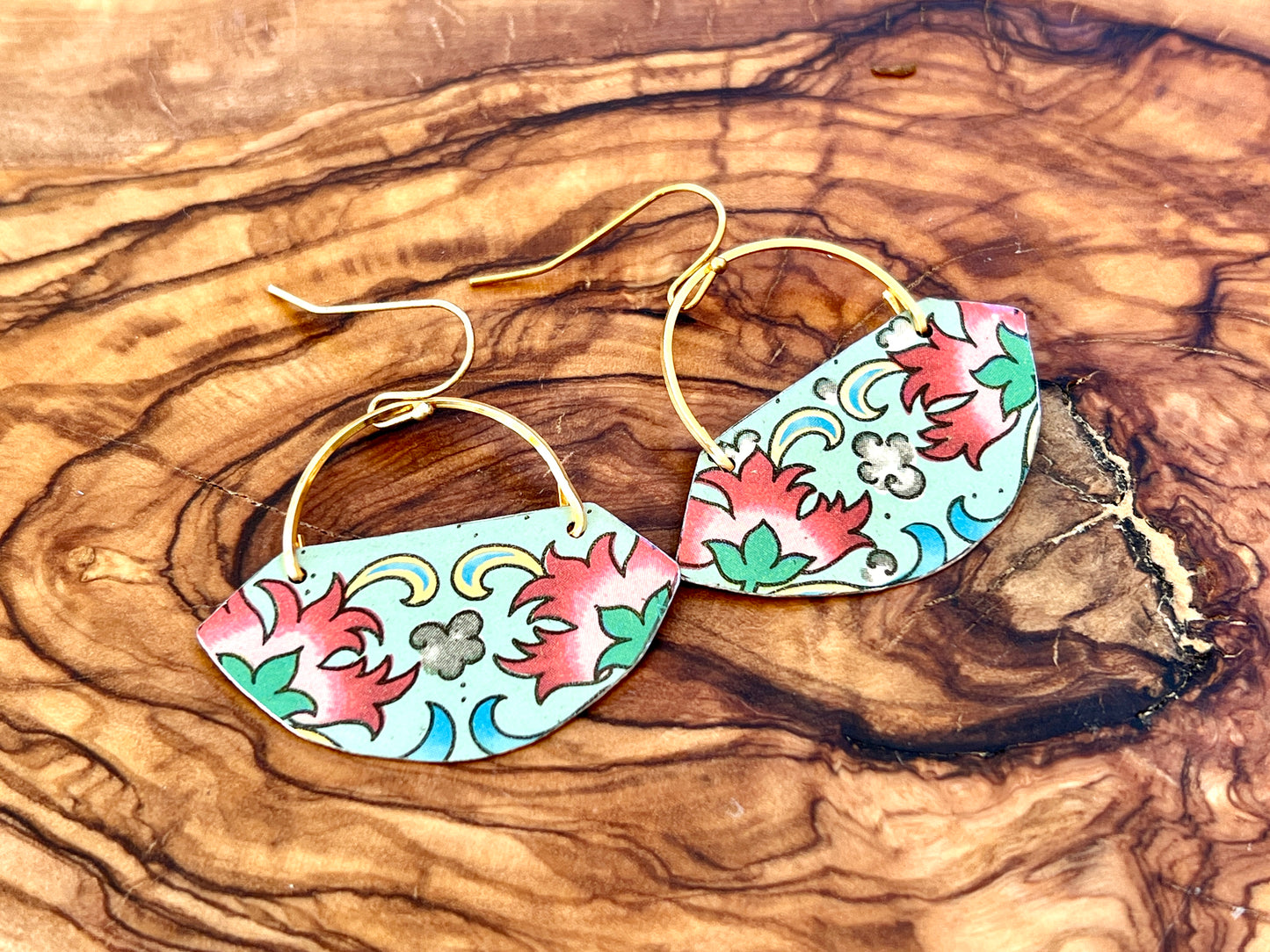 Mint Floral Fan Earrings