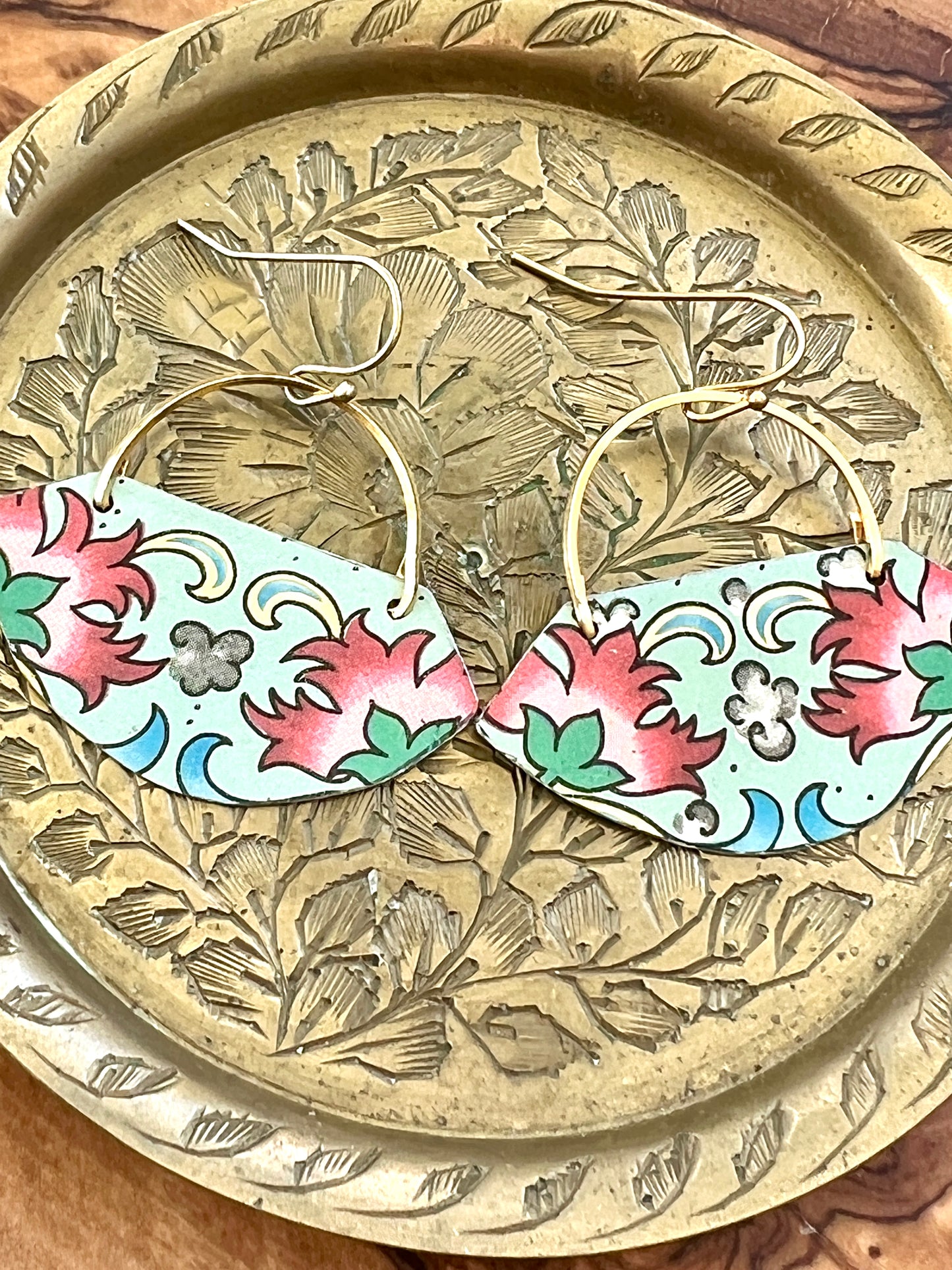 Mint Floral Fan Earrings