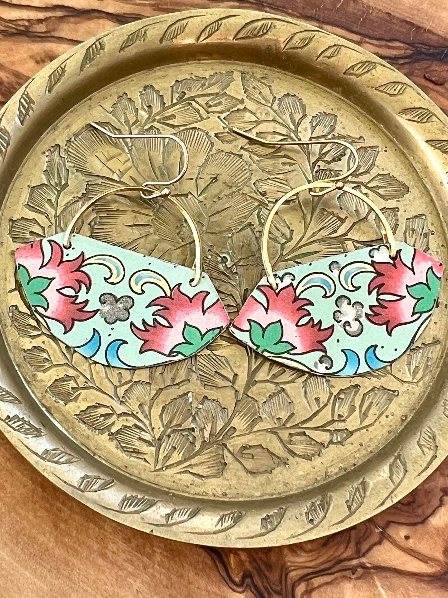 Mint Floral Fan Earrings
