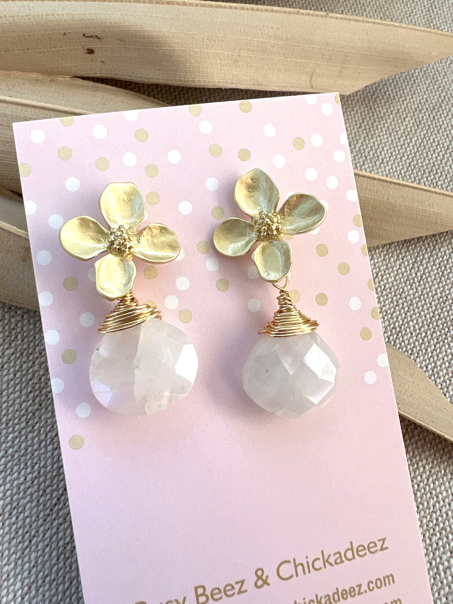 Hydrangea Blossom Moon Stone Earrings