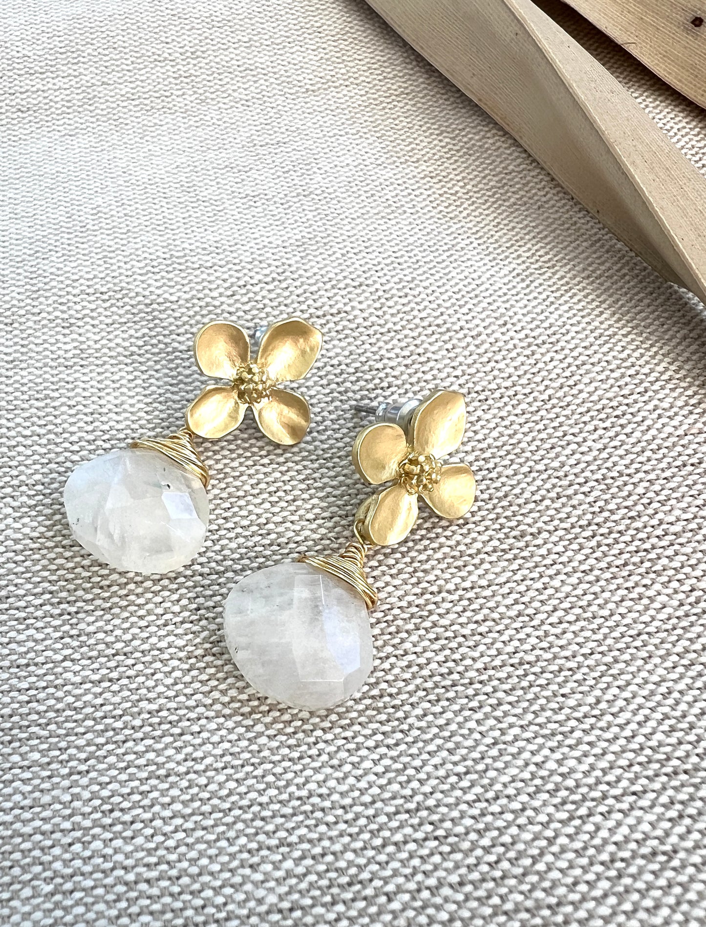 Hydrangea Blossom Moon Stone Earrings