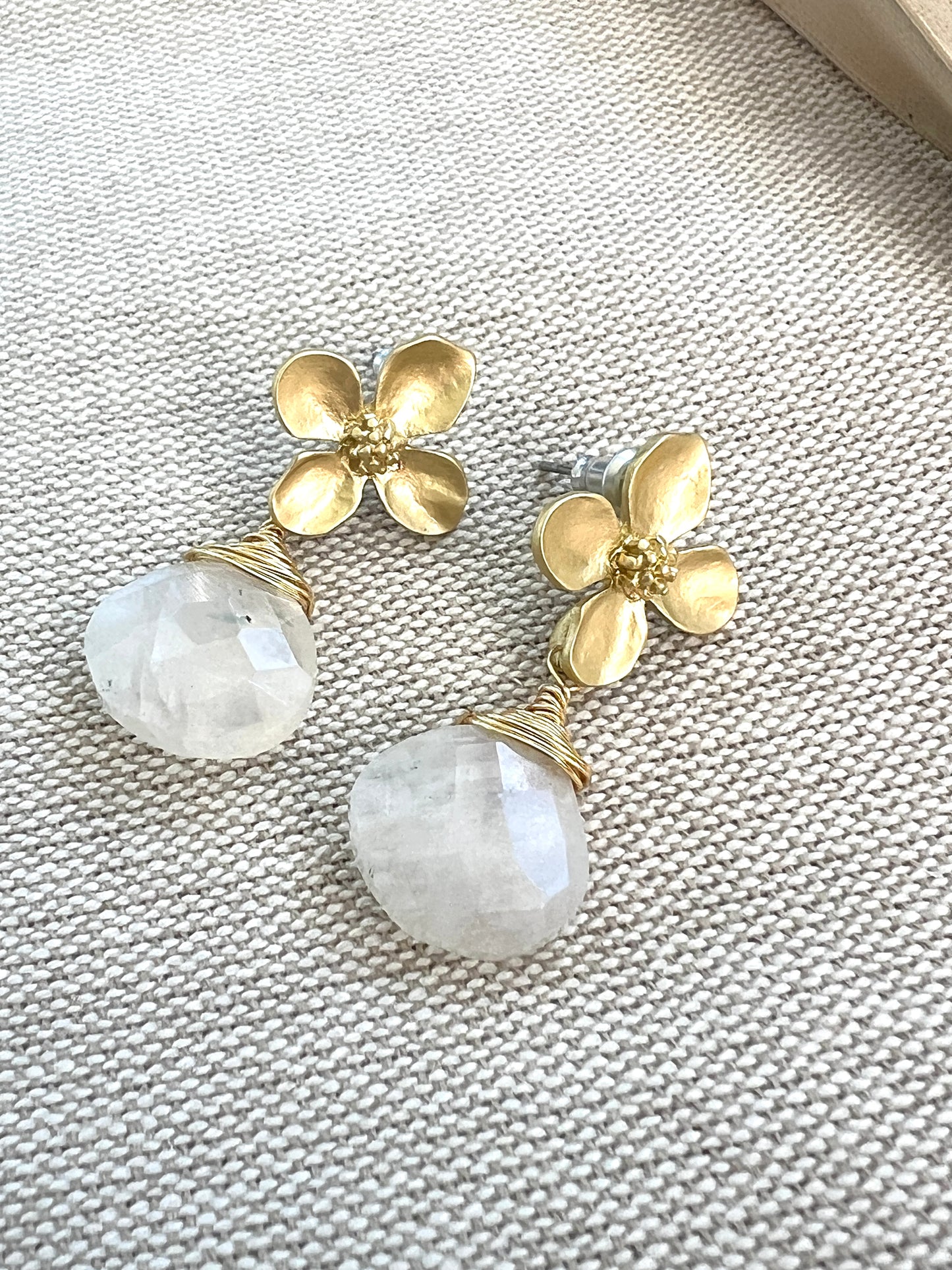 Hydrangea Blossom Moon Stone Earrings