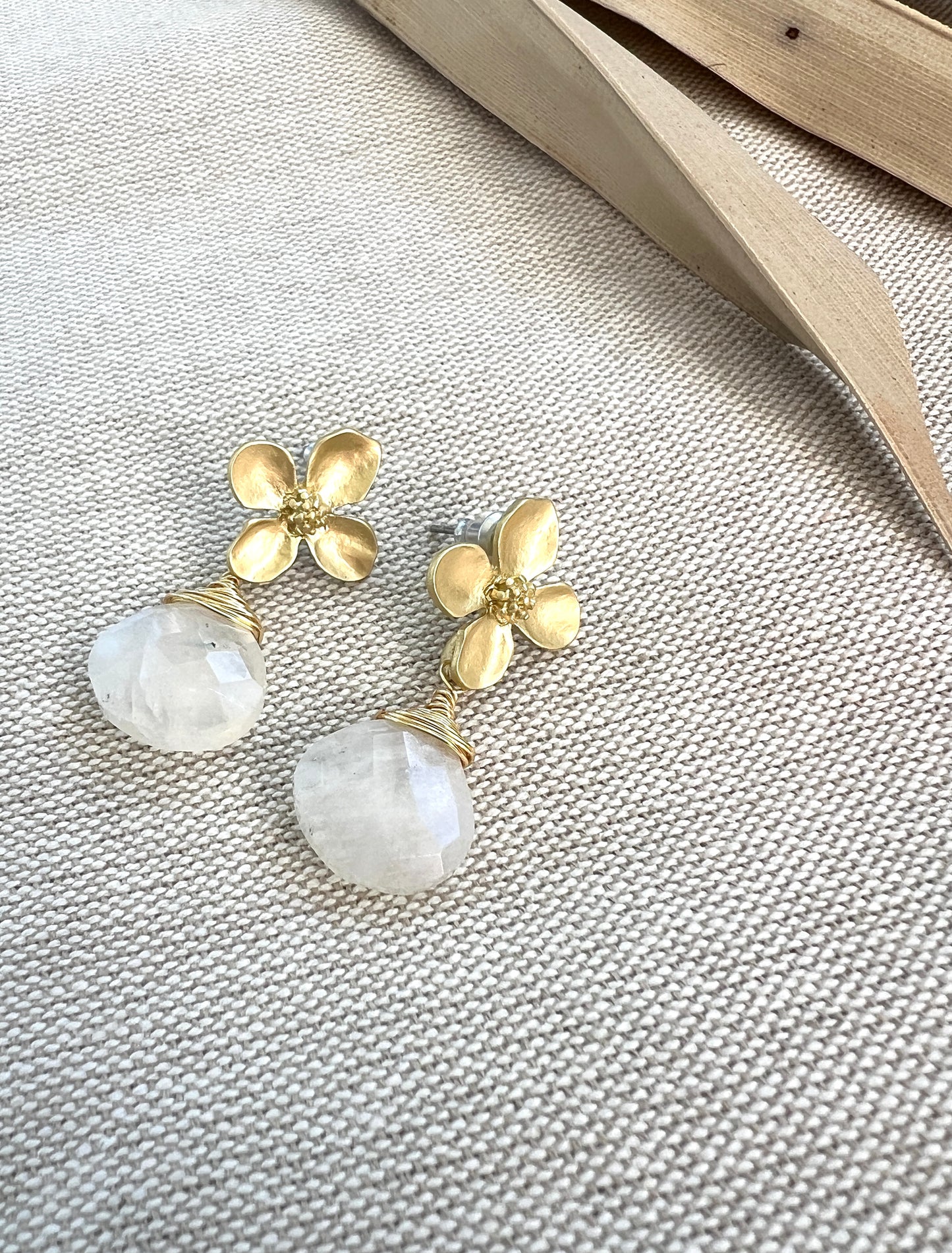 Hydrangea Blossom Moon Stone Earrings