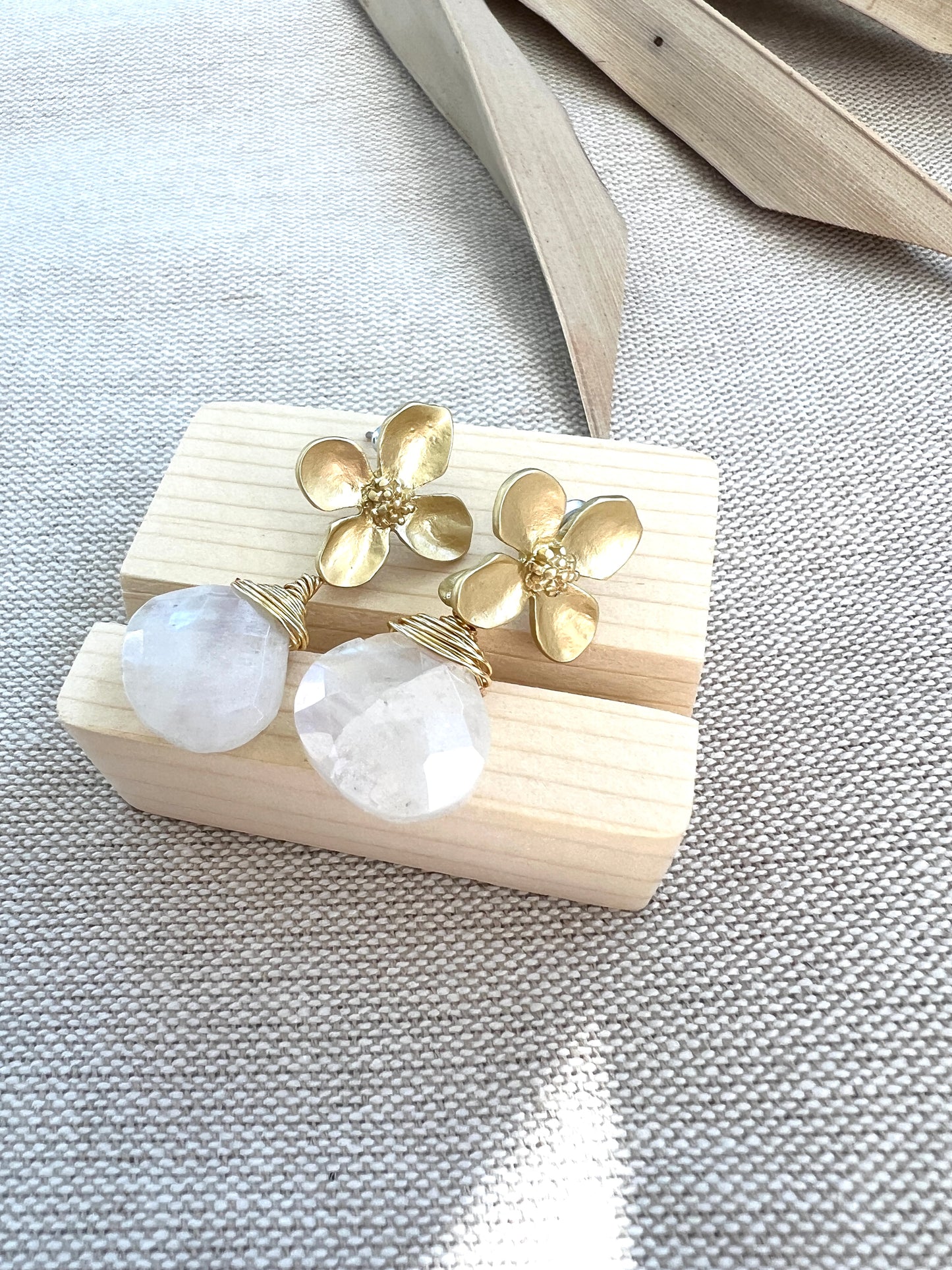 Hydrangea Blossom Moon Stone Earrings