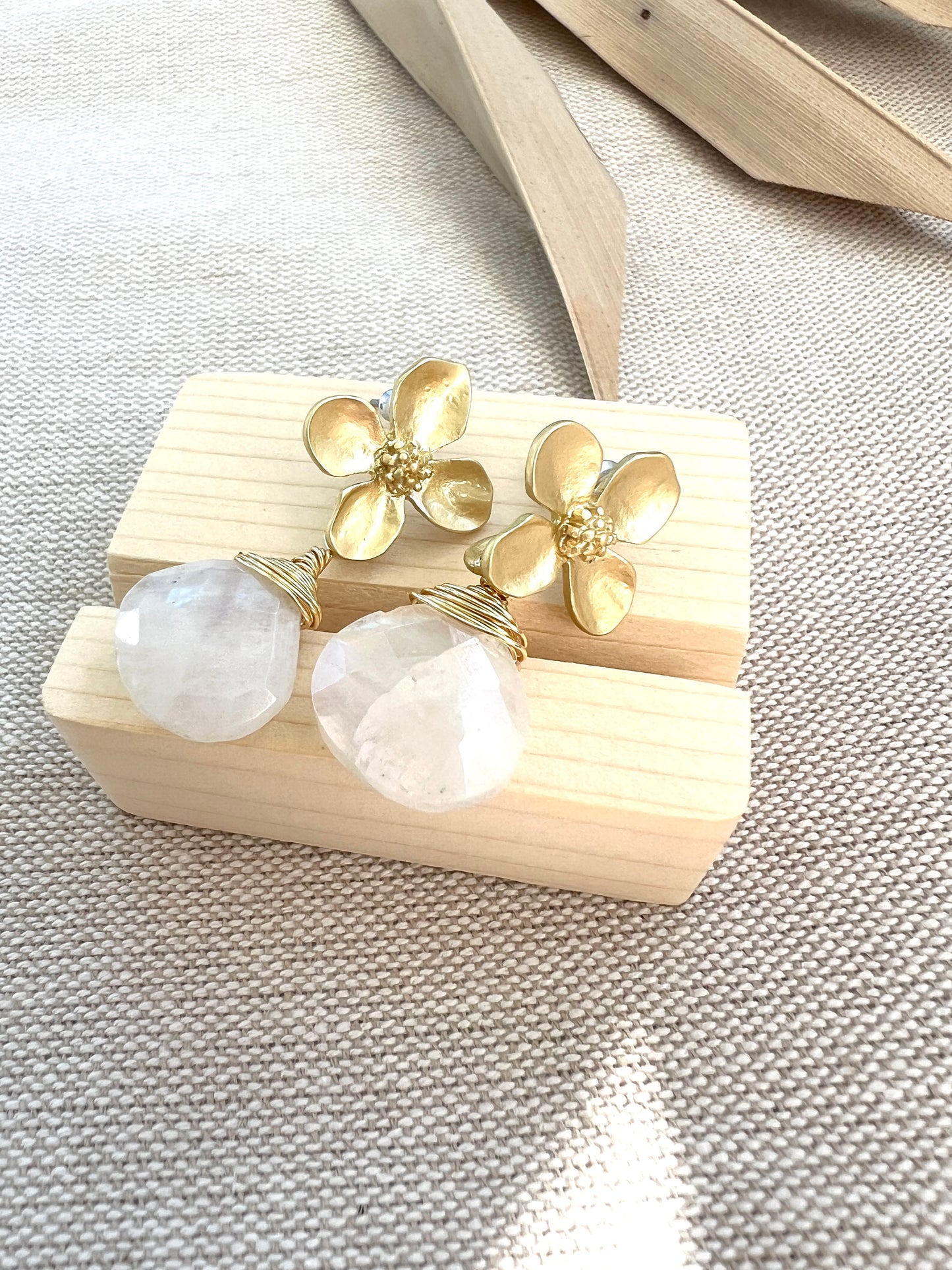 Hydrangea Blossom Moon Stone Earrings