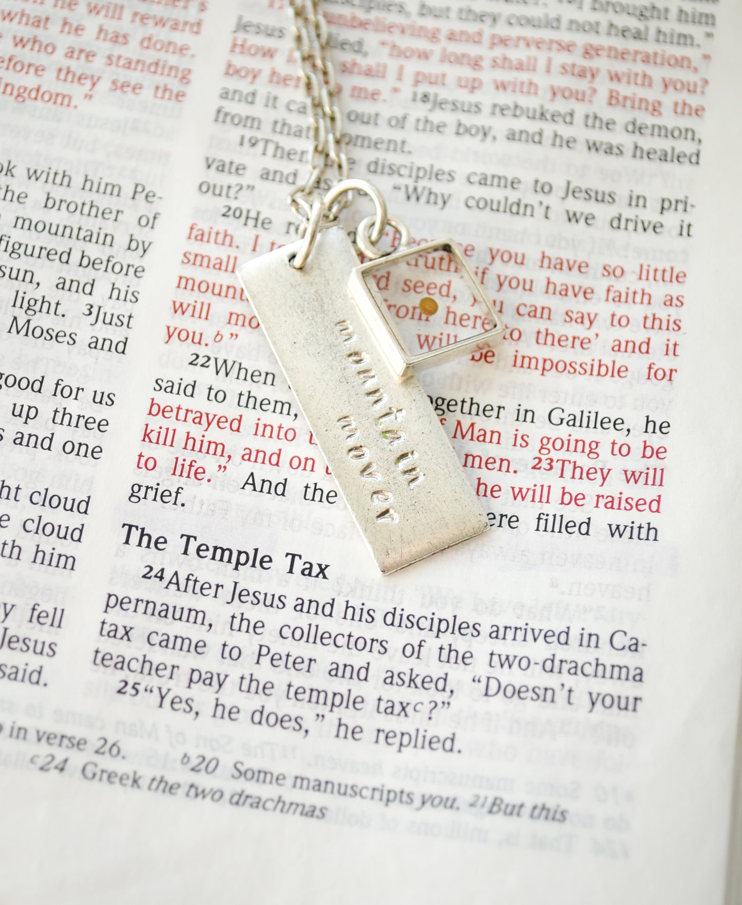 Mustard Seed Necklace - Mountain Mover - Matthew 17:20 - Faith Necklace - Christian Jewelry
