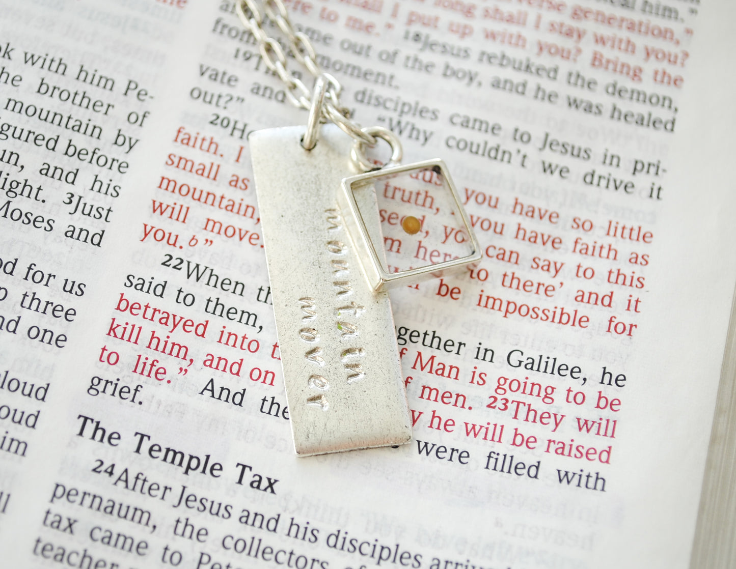 Mustard Seed Necklace - Mountain Mover - Matthew 17:20 - Faith Necklace - Christian Jewelry