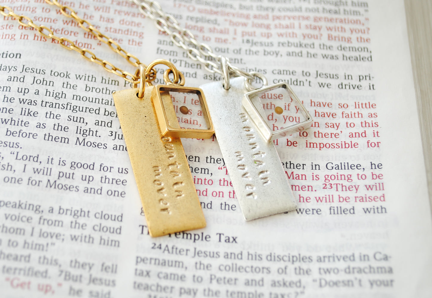 Mustard Seed Necklace - Mountain Mover - Matthew 17:20 - Faith Necklace - Christian Jewelry
