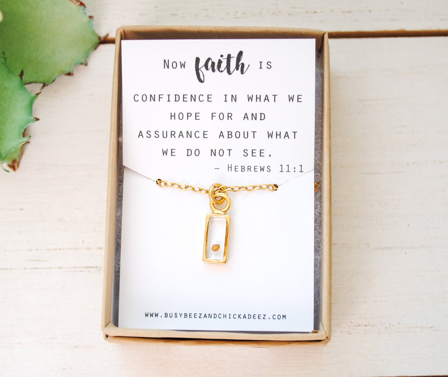 Petite Rectangle Mustard Seed Necklace - Silver, Gold or Copper - Faith Jewelry, Christian Jewelry