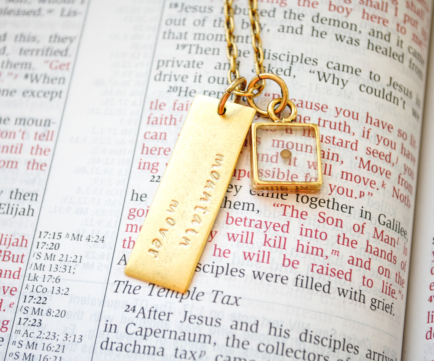 Mustard Seed Necklace - Mountain Mover - Matthew 17:20 - Faith Necklace - Christian Jewelry