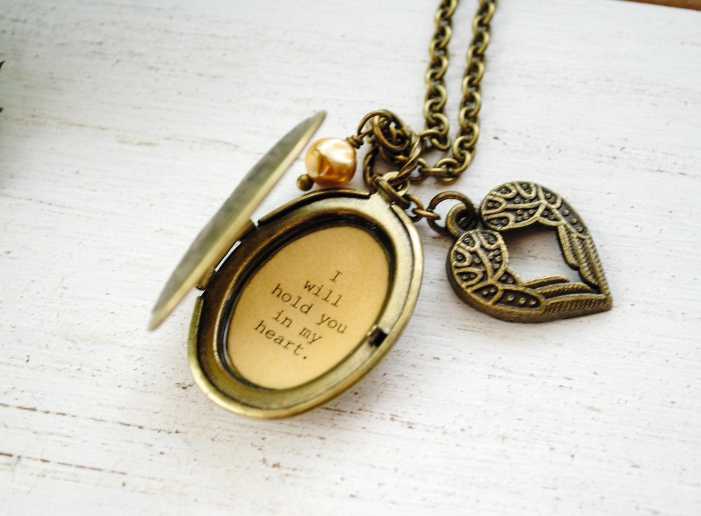 Memorial Locket - Until I can hold you in my arms I will hold you in my heart - Miscarriage Necklace, Goodbye Gift, Army Wife, Bereavement