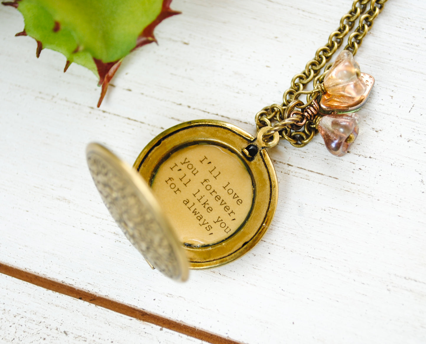 I'll love you forever I'll like you for always - my mommy you'll be - Mother Locket Antique Brass - Mom Quote - Quote Lockets - Mom and Me