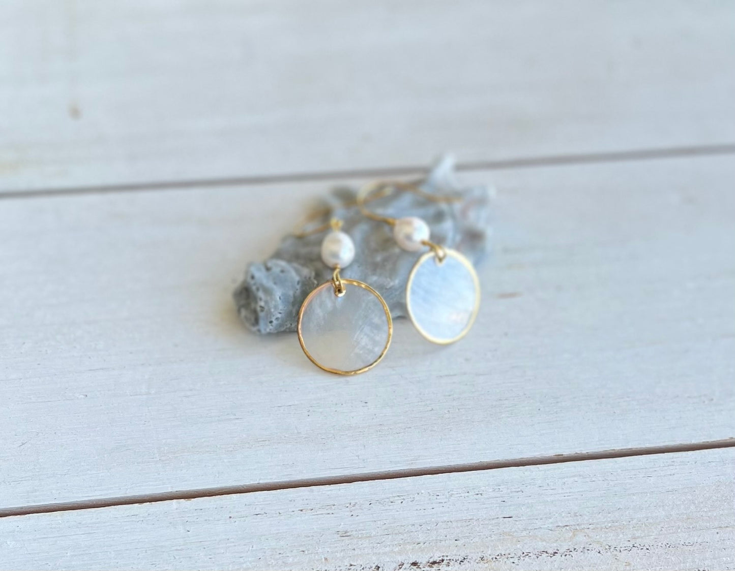 Capiz Shell Freshwater Pearl Earrings