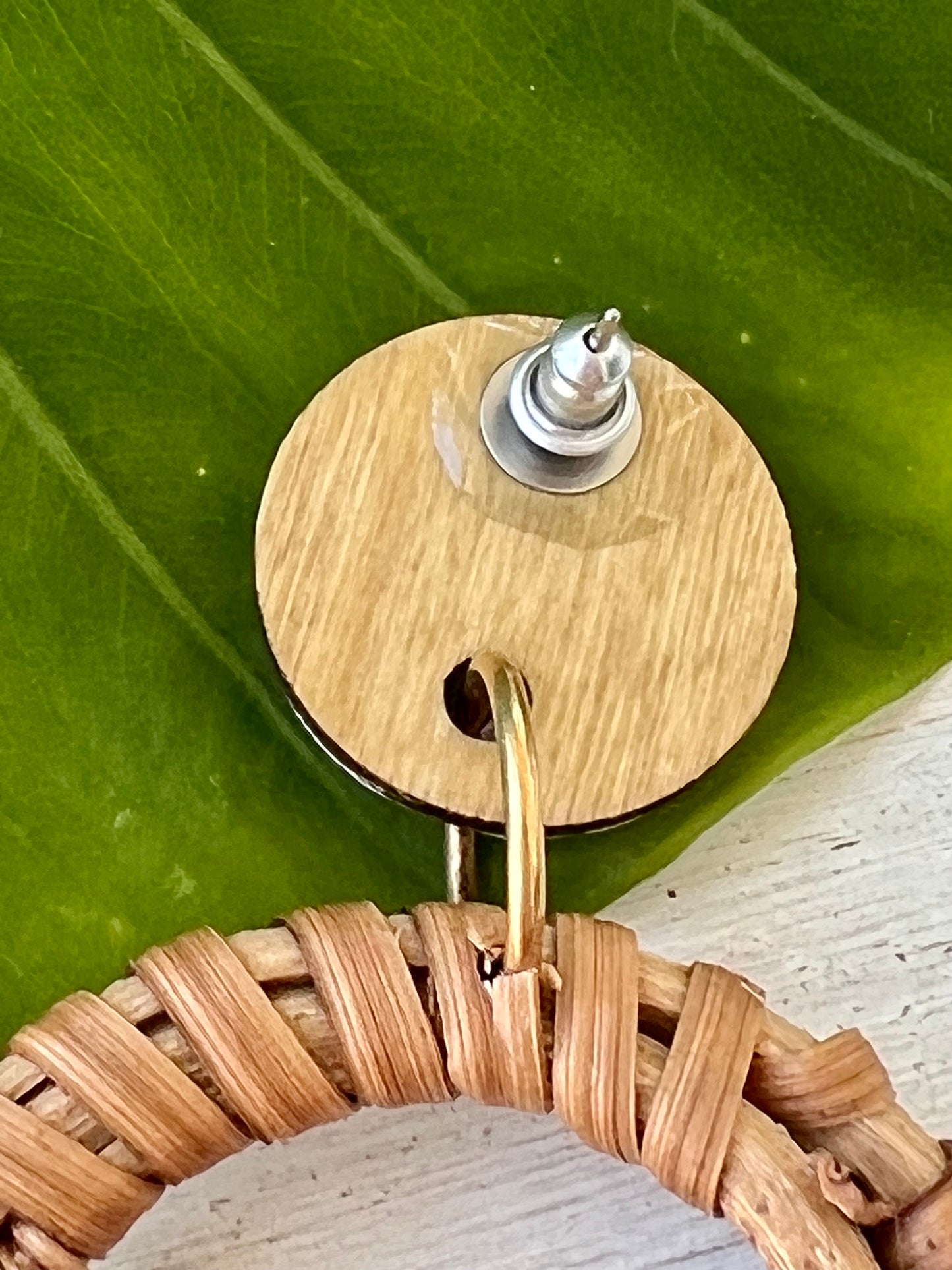 Purple Cherry Branch Chiyogami Rattan Earrings