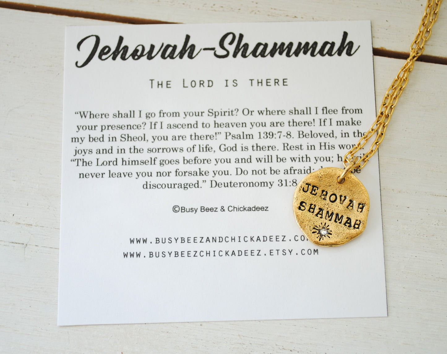 Jehovah Shammah Necklace - The Lord is There - Faith Necklace, Christian Jewelry