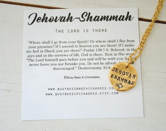 Jehovah Shammah Necklace - The Lord is There - Faith Necklace, Christian Jewelry