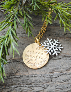 I fall asleep counting my blessings - White Christmas - Christmas Necklace