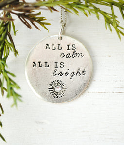 Christmas Necklace - White Christmas, Silent Night, Holiday Jewelry, Christmas Necklace - Silver