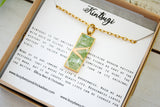 Kintsugi Inspired Pendants - Kintsugi Necklace Rectangle, green gingko leaf