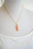 Kintsugi Inspired Pendants - Kintsugi Necklace Rectangle, red wave