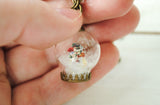 Mini Frosty with Poinsettia Snow Globe Necklace