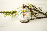 Frosty with Yellow Hat Snow Globe Necklace