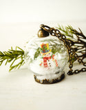 Frosty with Yellow Hat Snow Globe Necklace