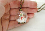 Frosty with Yellow Hat Snow Globe Necklace