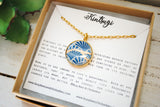 Kintsugi Inspired Pendants - Kintsugi Necklace Round, blue fan