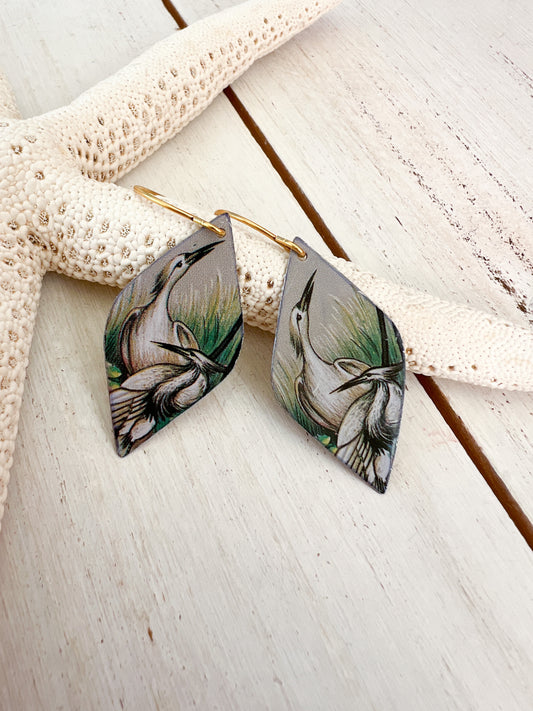 Waterlily Pond Collection - Egret Earrings